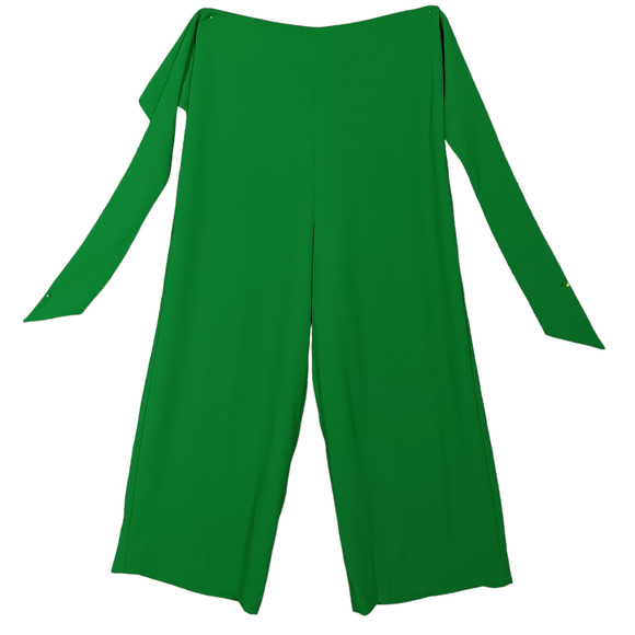 Express Culottes Pants Size 2R Green Wrap Attached Belt High Rise Side Zipper - Picture 6 of 9
